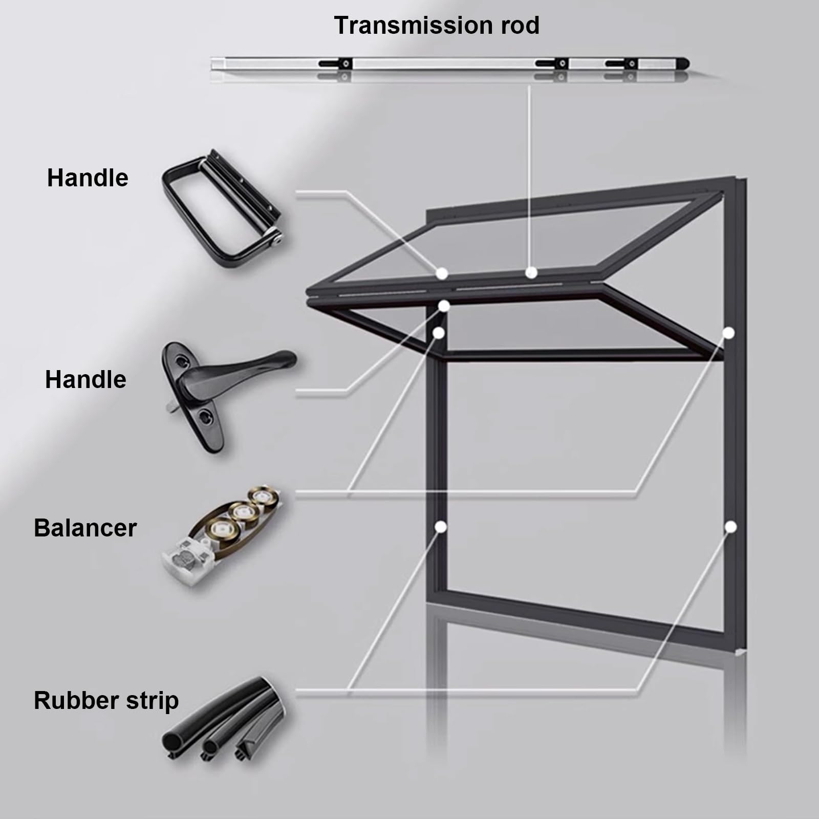 Fenêtre pliante pour concessions, fenêtre coulissante en aluminium, fenêtre de service abri avec verre trempé, pour Food Trucks, restaurants et fleuristes (34 x 48"/86 x 122 cm)