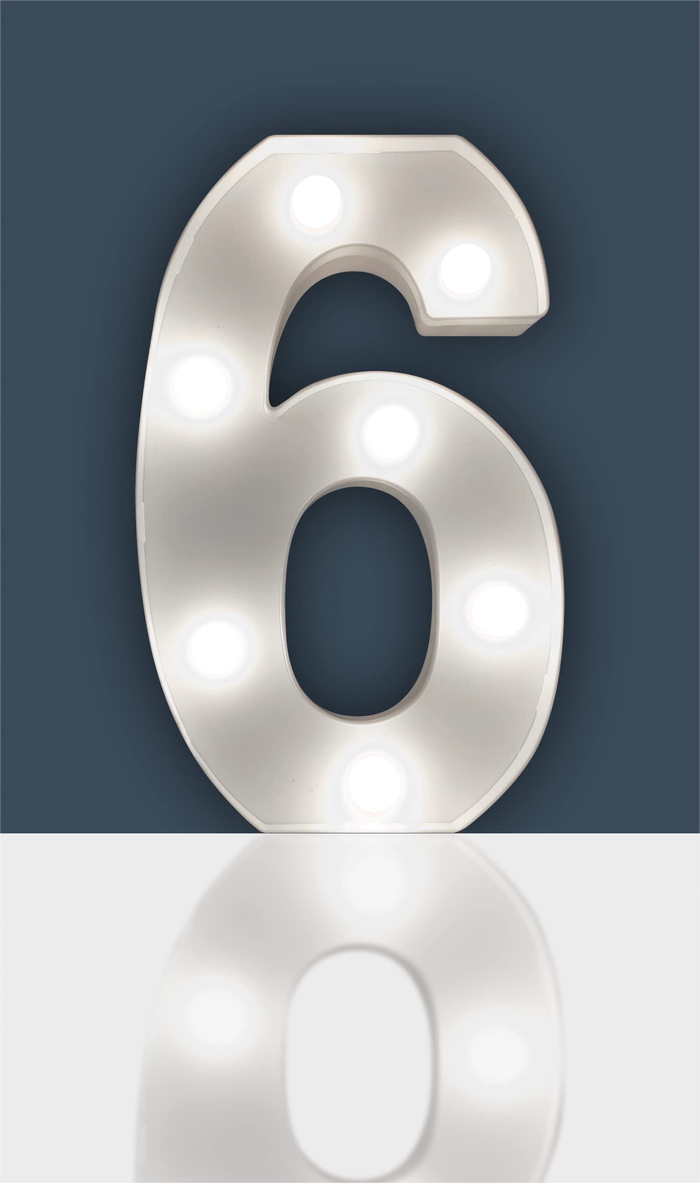 Battery Operated 3D LED Number Light - Perfect for use as a Night Light or at Weddings and Parties (Number 6)