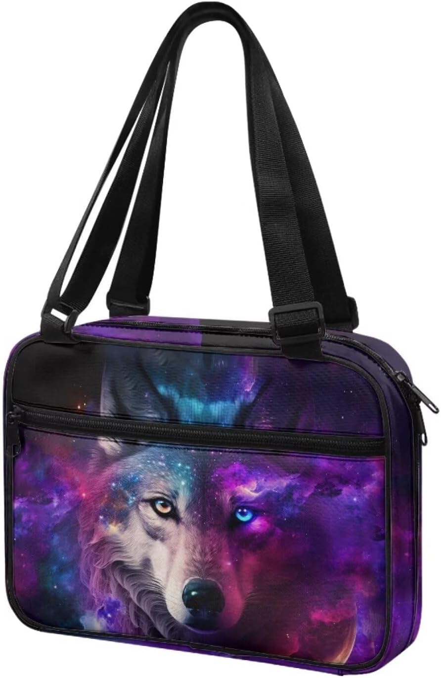 GuosanchnWolf Bible Covers for Men Boys Women Bible Case with Pockets Bible Book Carrying Case Bible Holder Church Bags for Bible Study Supplies Bible Accessories, Purple Galaxy Space