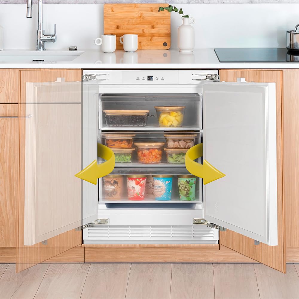 Cecotec Bolero Coolmarket TF BI 101 Congélateur Intégrable 101 L Blanc Écran Tactile Fast Freezing Porte Réversible Température Réglable -14 °C à -24 °C LED Intérieur Alarme