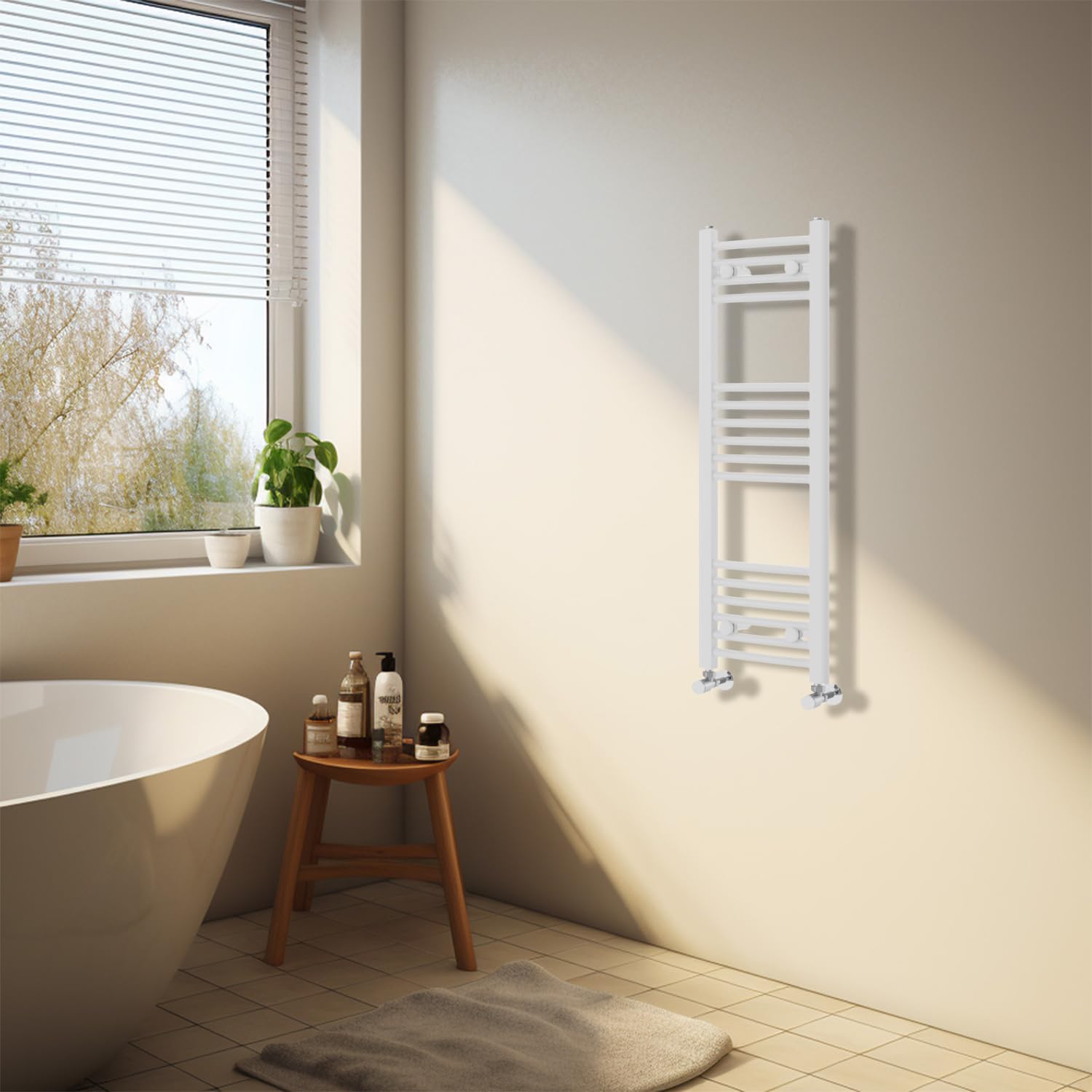 Nrg White Heated Towel Rail Curved Designer Bathroom Radiator - 1000×300Mm