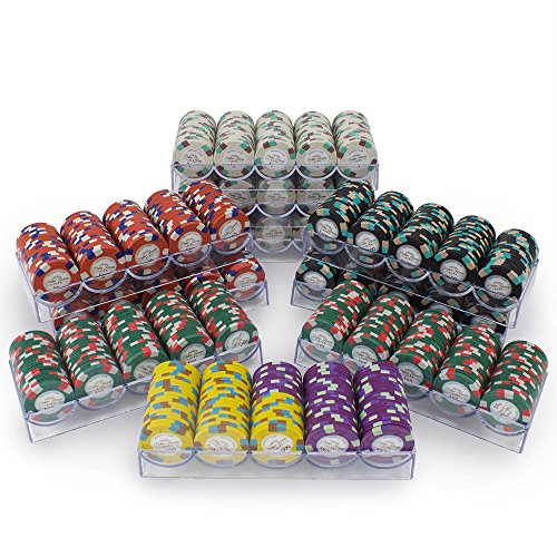 Claysmith Gaming 1,000ct Monaco Club Poker Chip Set in Acrylic Carry Case, 13.5-Gram Heavyweight Clay Composite