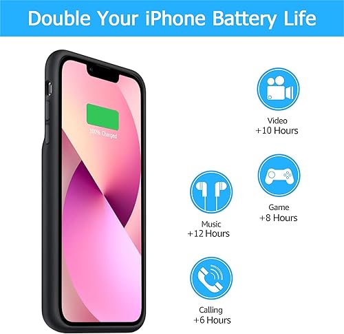 Miniatura 3 de Funda de batería para IP 13 Mini, [6500 mAh] Funda de carga inteligente delgada recargable compatible con IP 13 Mini (5.4 pulgadas), funda de