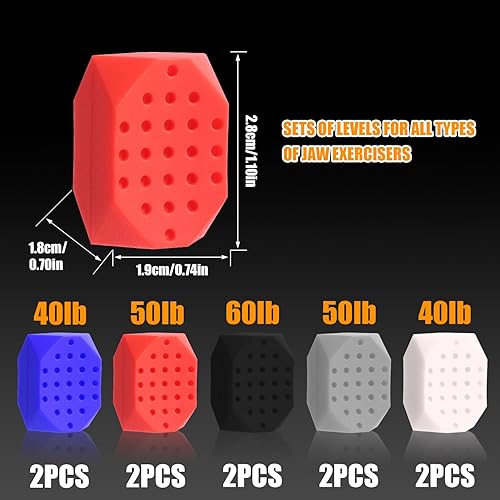 Miniatura 2 de LUTER 10 unidades de ejercitador de mandíbula, entrenador de mandíbula de silicona para hombres y mujeres, escultor de mandíbula con 3 niveles de