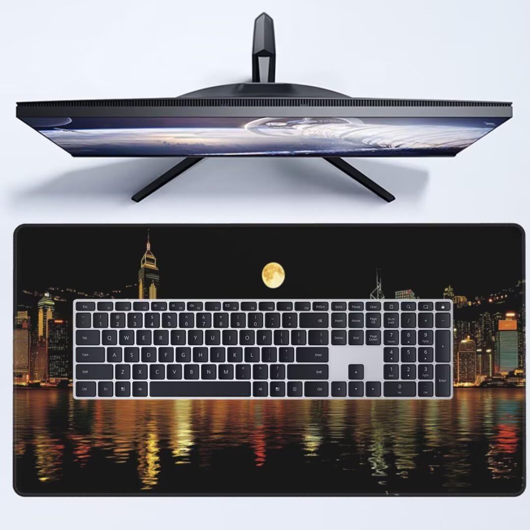 Alfombrilla Ratón XXL 1000 x 500 mm,Oro Alfombrilla de Ratón con Base de Goma Antideslizante,Alfombrilla Escritorio Impermeable Alfombrilla Ratón Desk Mat,Mouse Pad para Gamers,Oficina Nueva York gq33