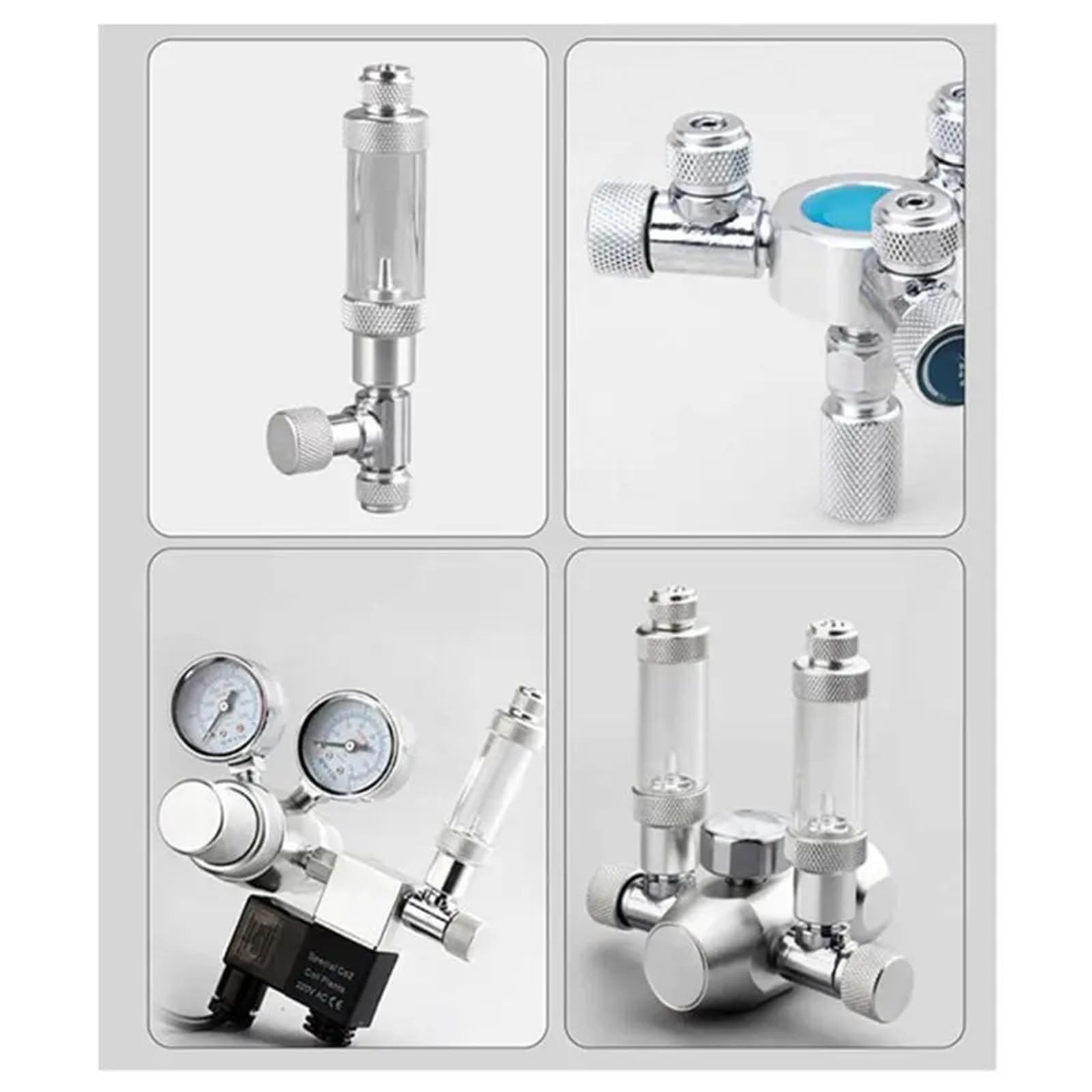 Regulador de CO2 cabezal simple o doble for acuarios, válvula aguja precisa, contador burbujas for accesorios peceras C42(Single head)