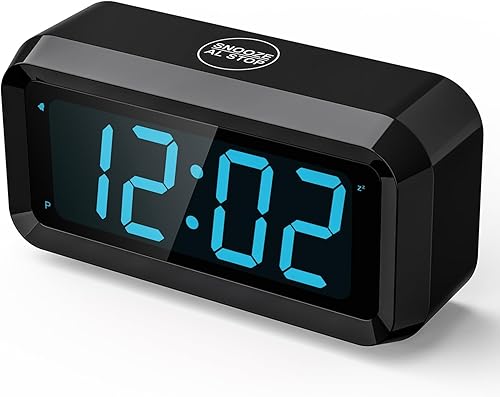 Reloj despertador, reloj despertador digital para dormitorios, reloj a pilas, 3 brillo ajustable, pantalla LED de 1.2 pulgadas, 1224 horas,