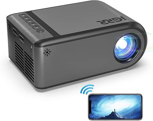 Mini proyector proyector WiFi iGRR 1080P compatible con proyector de película portátil para exteriores con pantalla de sincronización de teléfono