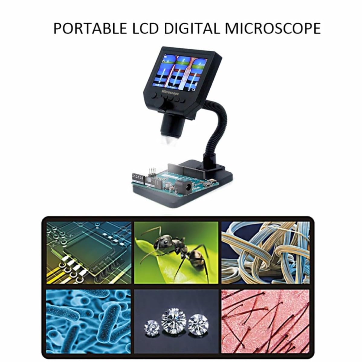 Toddmomy Digitales Mikroskop G600 mit 4,3 Zoll HD Lcd Display 3600mp Kamera 1 600 fache Vergrößerung LED Beleuchtung und Eingebautem Lithium Akku für Professionelle und Private Nutzung