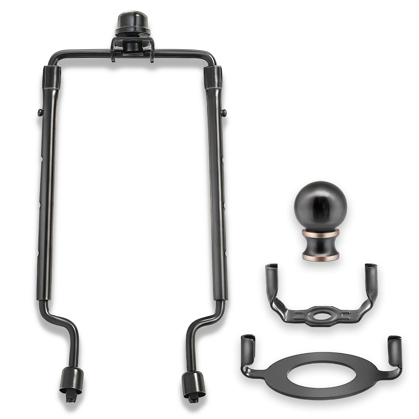 7 8 9 10 inch Lamp Shade Harp Holder,Adjustable Black Uno Lamp Shade Adapter,UNO Fitter Adapter Finial Set,Fit both 1/8IP Lamp Rod and E26 Threaded Socket,Adapted all styles of Lamp Shade