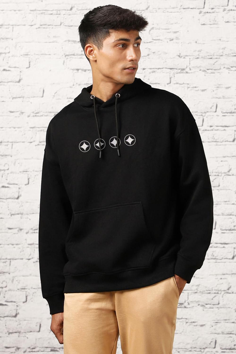NOBERO Męskie bluzy z kapturem oversize graficzny nadruk bawełniany polar z długim rękawem bluzy z kapturem dla mężczyzn