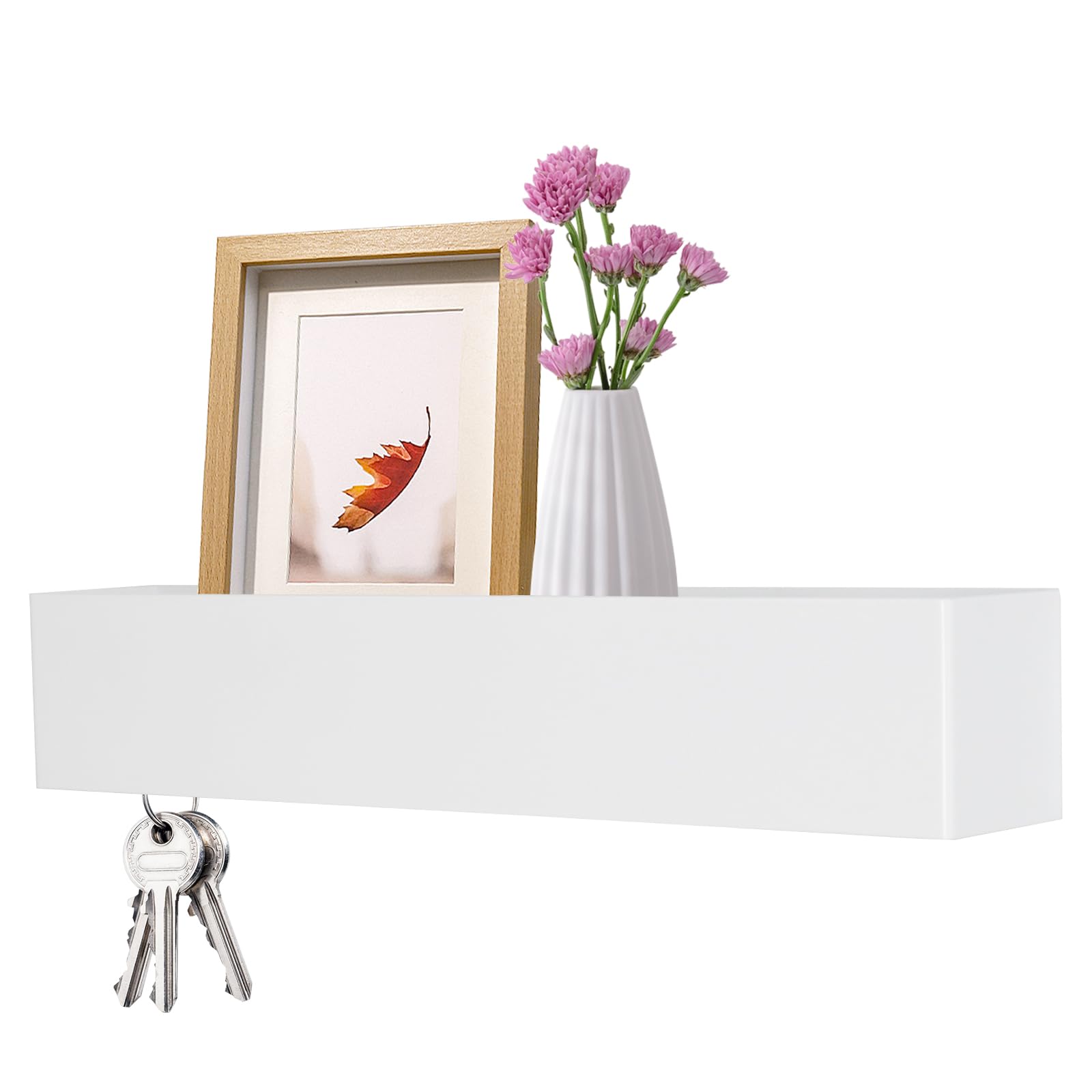 Sleutelrek met plank, groot, 31 x 14 cm, sleutelhouder, zwart, Home Sw
