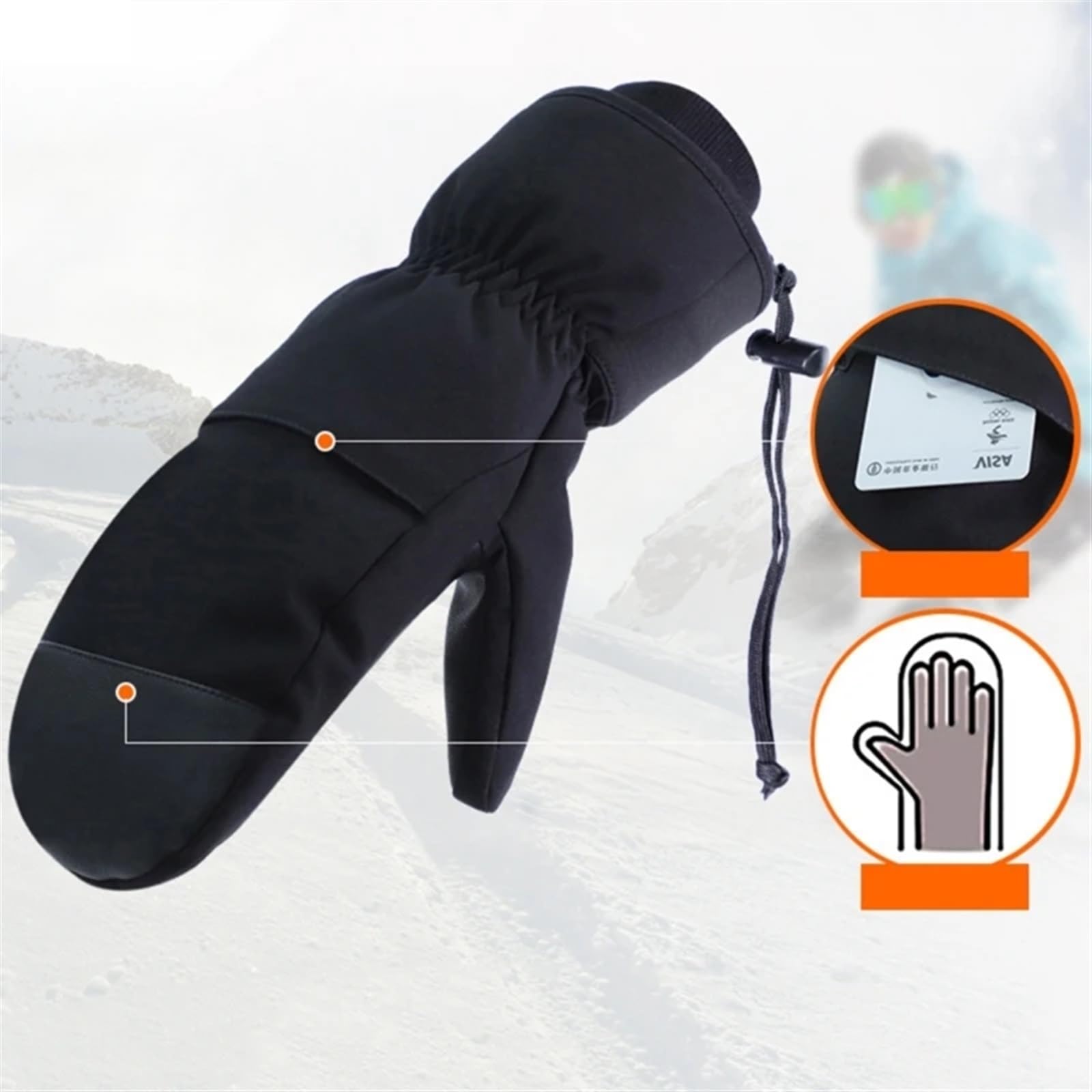 Rękawiczki, rękawice narciarskie Wiatroszczelne ekrany dotykowe Rękawiczki Zimowe Zimowe rękawice do jazdy na nartach Snowboard Kolarstwo Outdoor Thermal Essentials