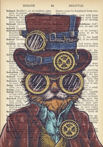 Steampunk Cat Vintage Dictionary Artwork Notebook: 7 x 10 inch Ruled Notebook/Journal steampunk buy now online Steampunk Cat Vintage Dictionary Artwork Notebook: 7 x 10 inch Ruled Notebook/Journal steampunk buy now online