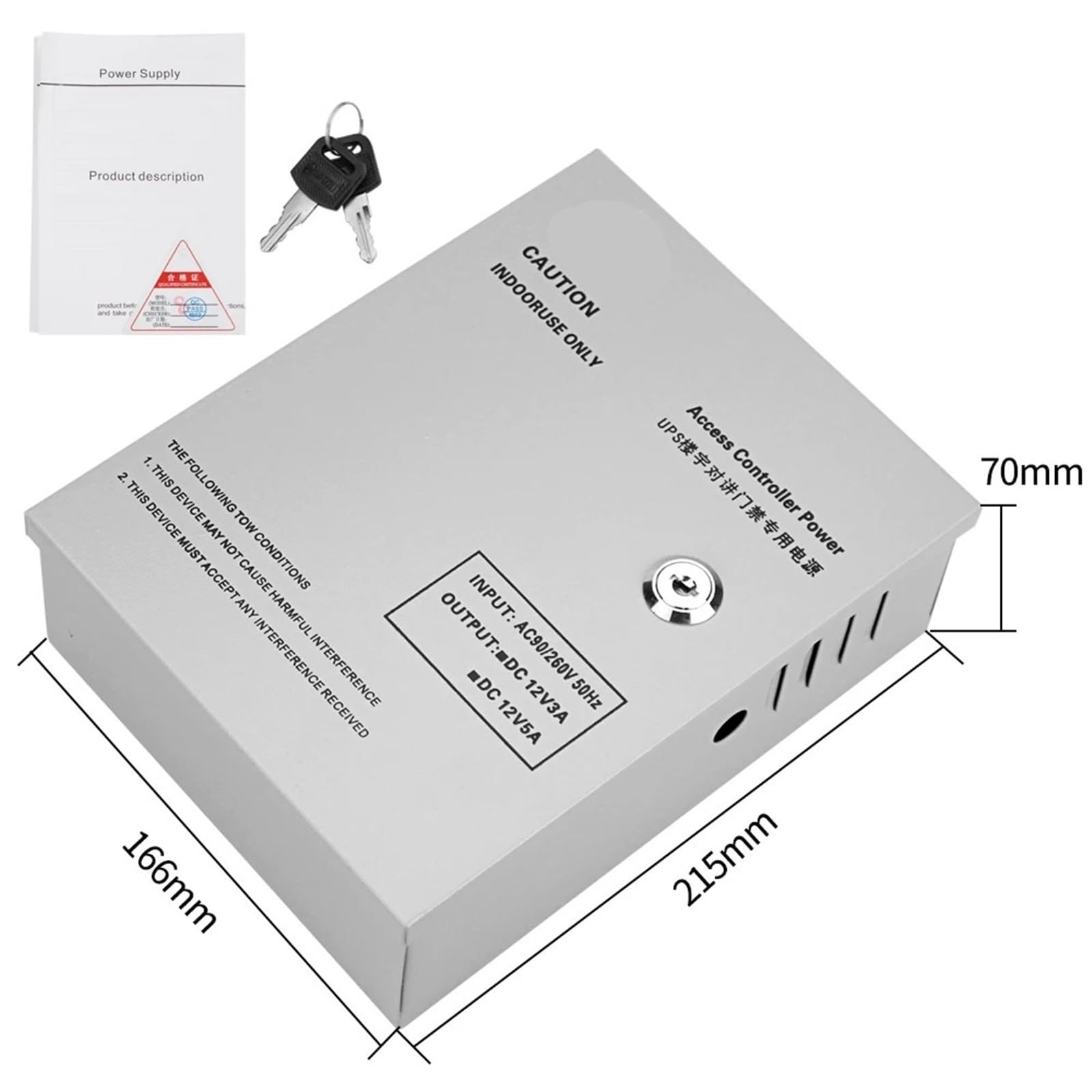 DYX5A System kontroli dostępu UPS Skrzynka zasilająca do wszystkich rodzajów elektrycznych zamków do drzwi do kontroli dostępu-12 V 5 A