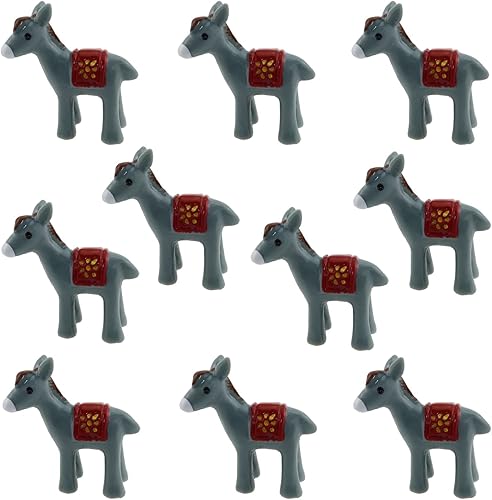 LUORNG 10 piezas de resina de burro de 1.57 x 1.57 pulgadas, decoración de animales de burro de resina para jardín de hadas, casa de muñecas,