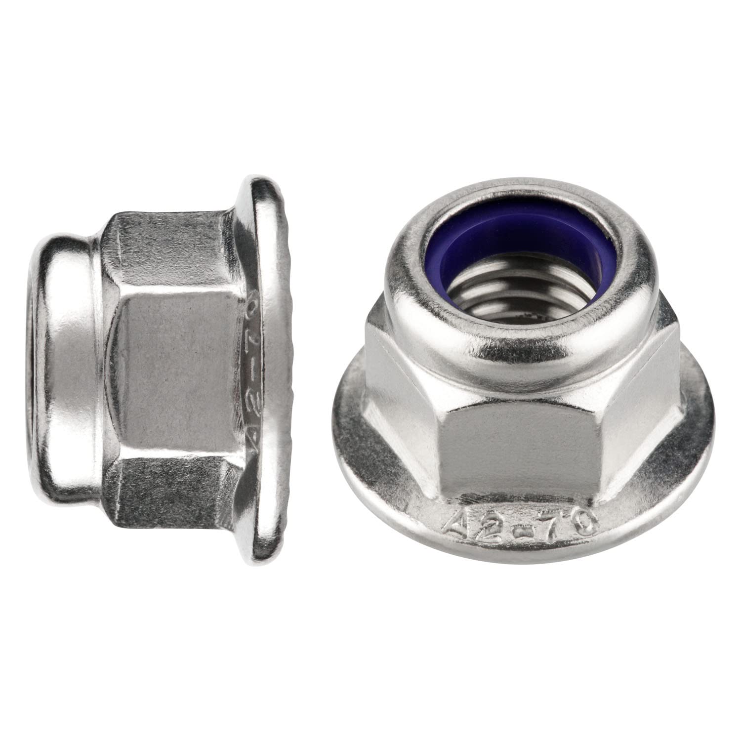 Dadi flangiati (autobloccanti con dentatura di blocco) a norma DIN 6926 – Dadi di sicurezza A2 V2A in acciaio inox con morsetto in poliammide – UKV M4 50