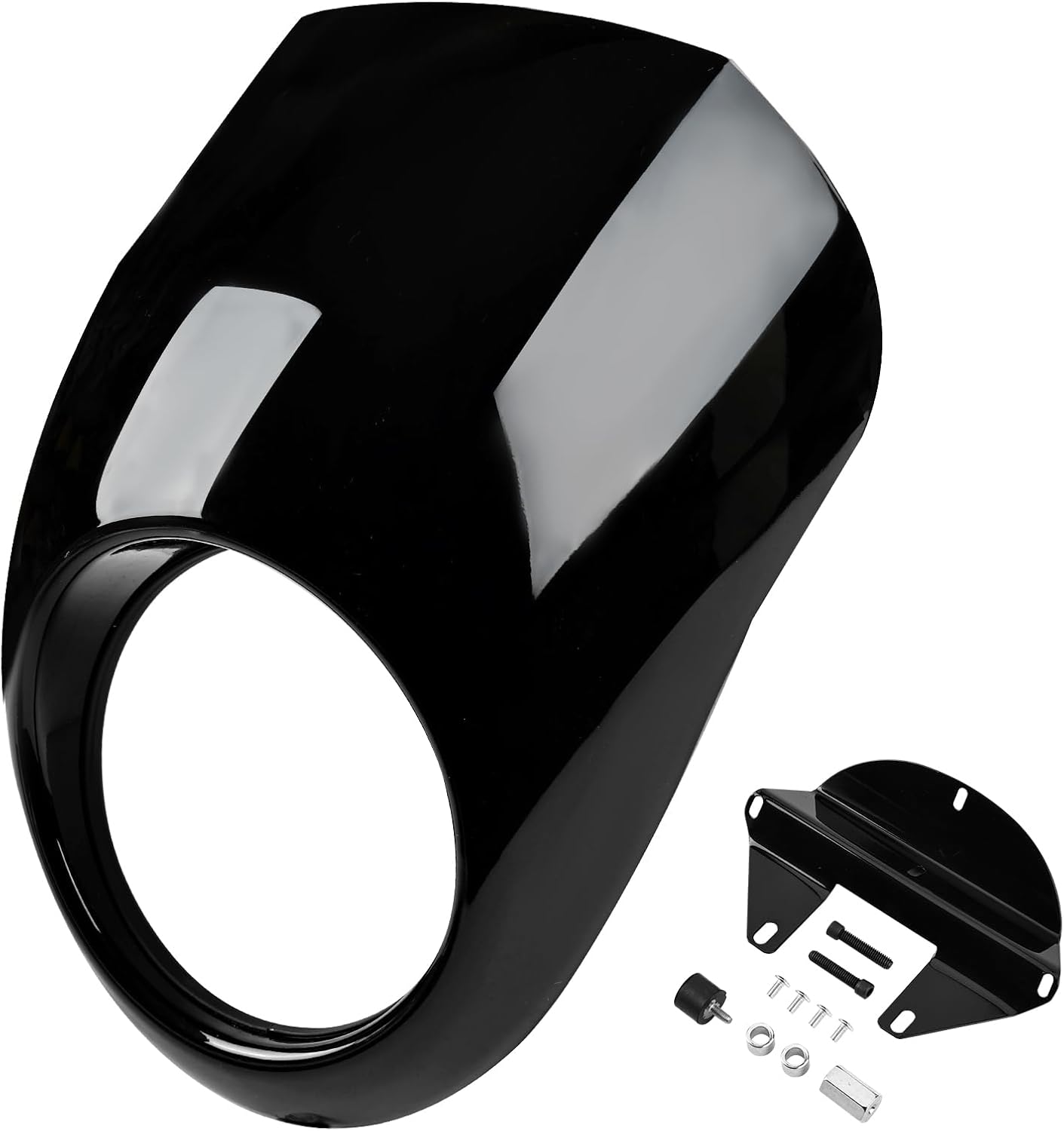 Motorcycle Front Fairing Headlight Cowl Compatible for Harley Davidson Sportster Dyna XL/FX with 39mm Narrow Glide Forks 1973-2024, Glossy Black