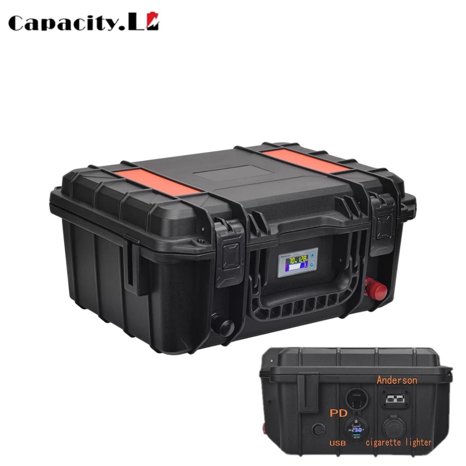 Akumulator Lifepo4 12,8 V, 100 Ah, 120 Ah, akumulator LiFePo 4 12,8 V, 4S1P z BMS, zasilanie zewnętrzne, czarny/pomarańczowy (OG 100Ah Bluetooth)