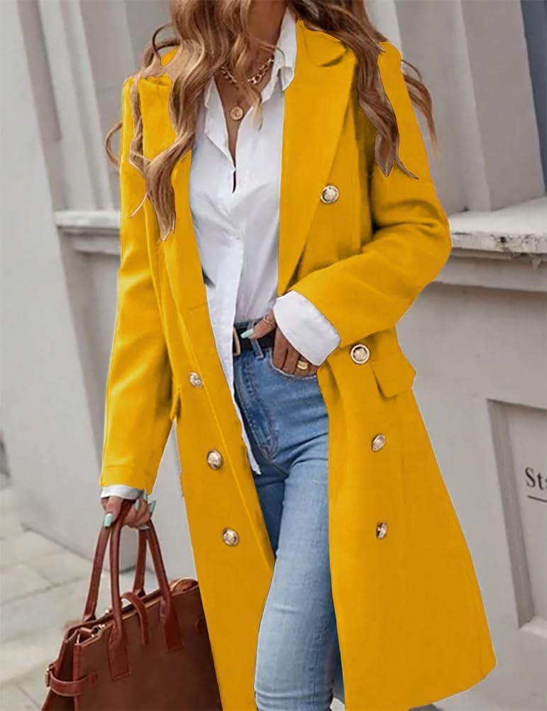 IDEALSANXUN Womens Long Wool Coat for Women Fall Winter Trench Coat Trendy Jackets - Image 3