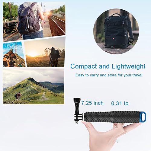 Miniatura 4 de Selfie Stick, 19 "extensión impermeable agarre de mano ajustable monopod poste para GoPro Hero 13 12 11 10 9 8 7 6 5 4 3+ 3 Session Hero (2018),