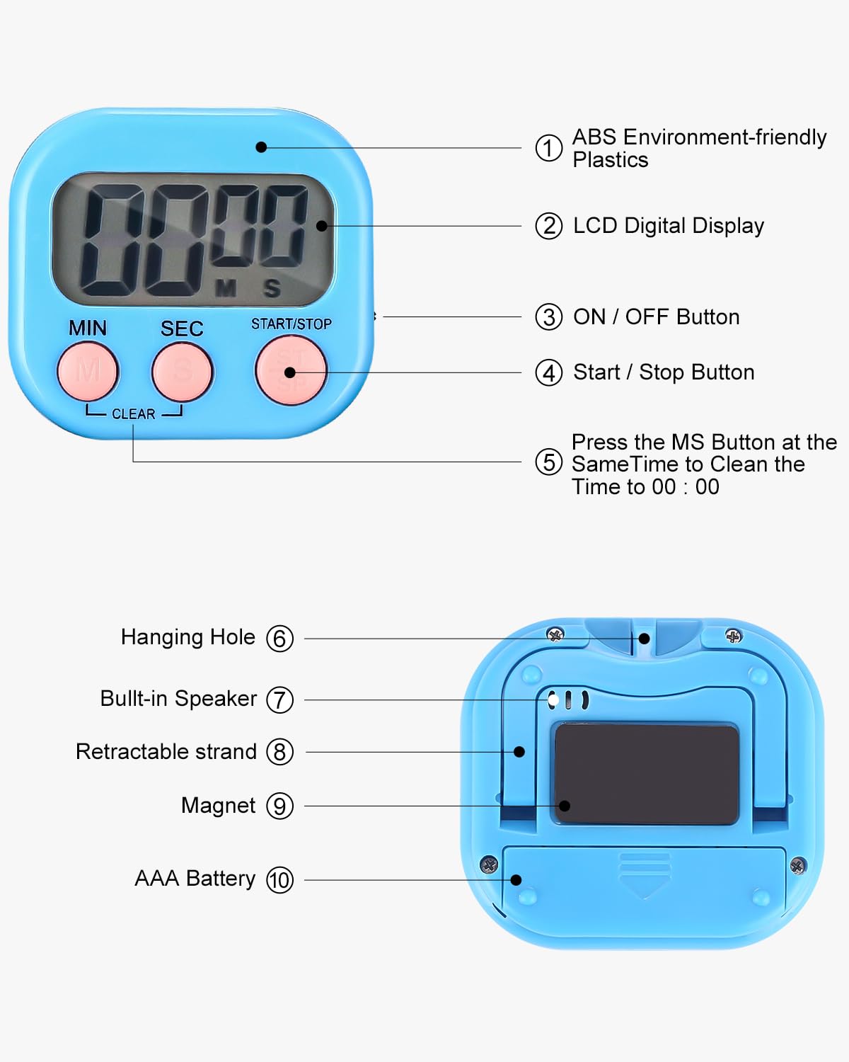 Magnetischer Küchentimer 4er Set – Digital, Countdown Bis 99min, Laut & Einfach