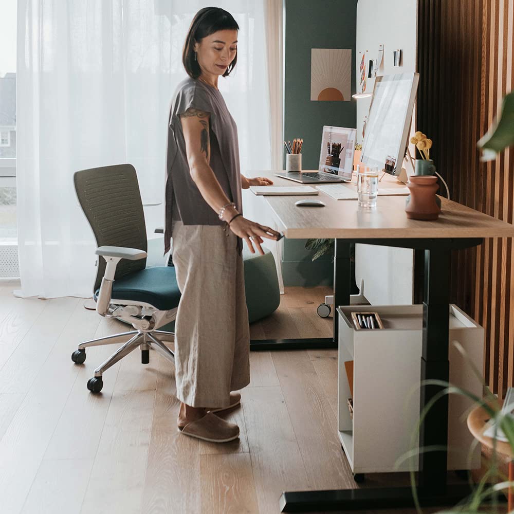 Haworth Upside Sit-to-Stand Home Office Standing Desk with Simple Paddle - 23 D x 58 W Linen Top — view 2