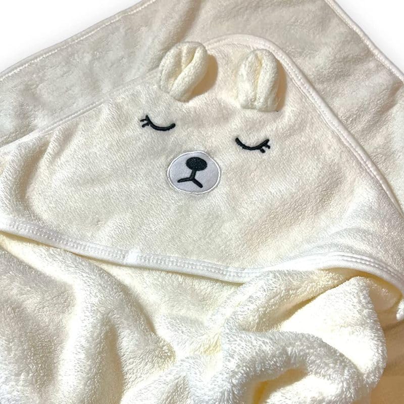 Image of Baby Bath Towel, Bear Hooded Bath Towel, Soft Poncho Cape Shower Towel for Boy and Girl, Natural Newborn Bathrobe Blanket for Infant and Toddler, Ultra Absorbent
