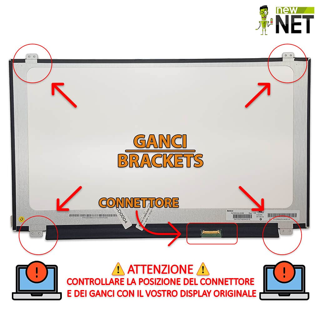 new net Pannello LCD - Schermo Monitor Display Compatibile per N156HGA EA3 N156HGA-EAB N156HGA-EAB Rev.A1 N156HGA-EAB Rev.C1 N156HGA-EAB Rev.C2 [ 15.6 Pollici Full HD - 1920x1080-30 Pin ]