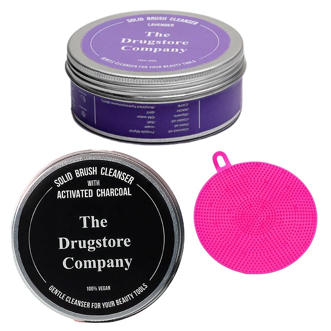 The Drugstore Company Solid Premium Brush Cleanser Charcoal, Rose & Silicone Brush Cleansing Pad Combo Set of 3-picture-27
