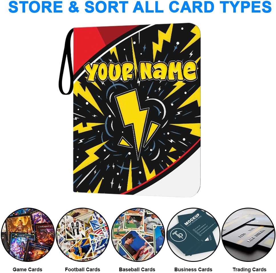 Personalized Trading Card Binder with Name, Card Holder Album, 3-Ring Zipper Design for Sports, Game and Collectible Trading Cards, Gift for Kids Boys Girls (#5)