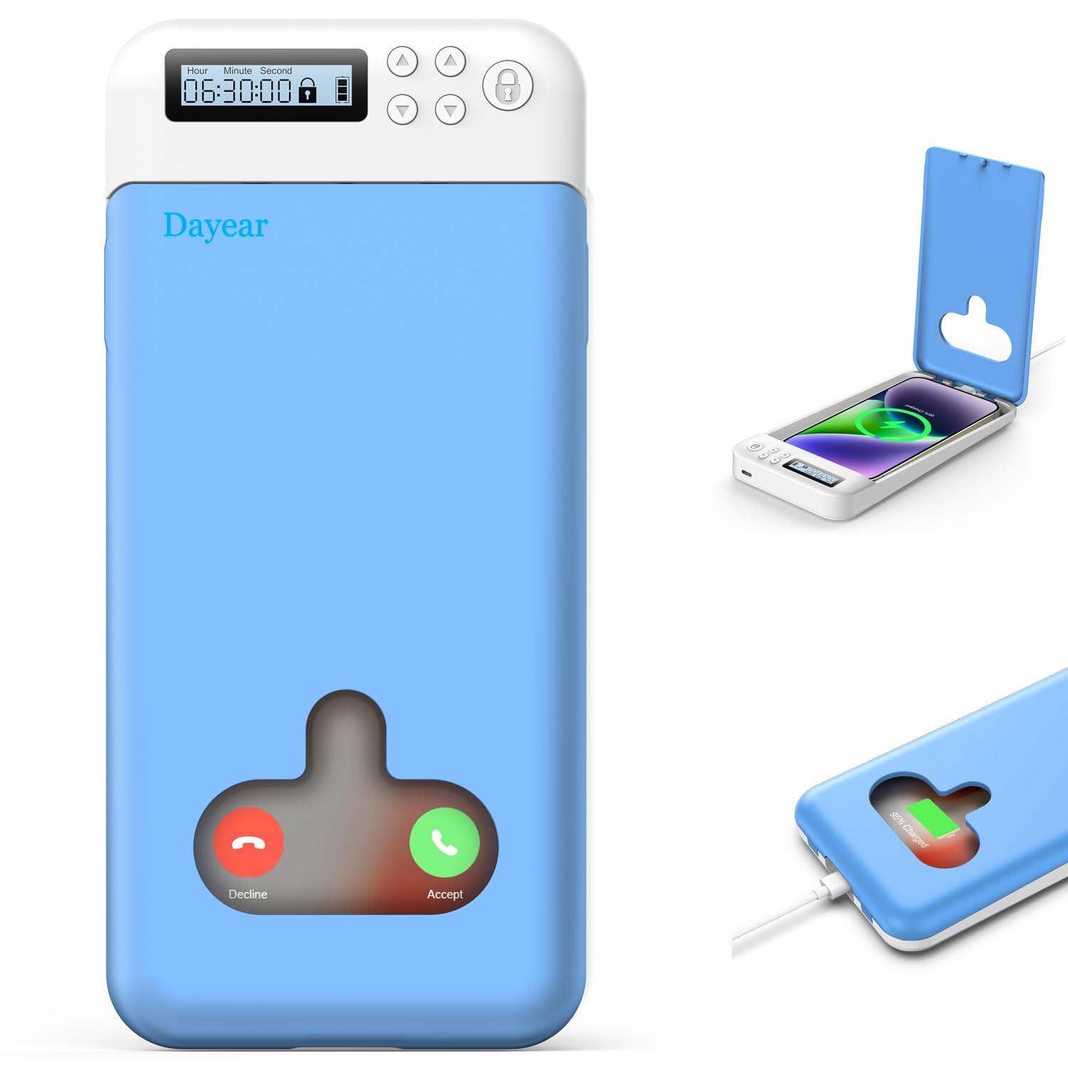 Phone Lock Box with Timer, Self-Control Timed Locker Box Phone Jail, Mini Portable Timer Lock Box for iPhone/Android Phone(Max6.7Inch), Help Kids/Adults Prevent Phone Addiction (Light Blue)