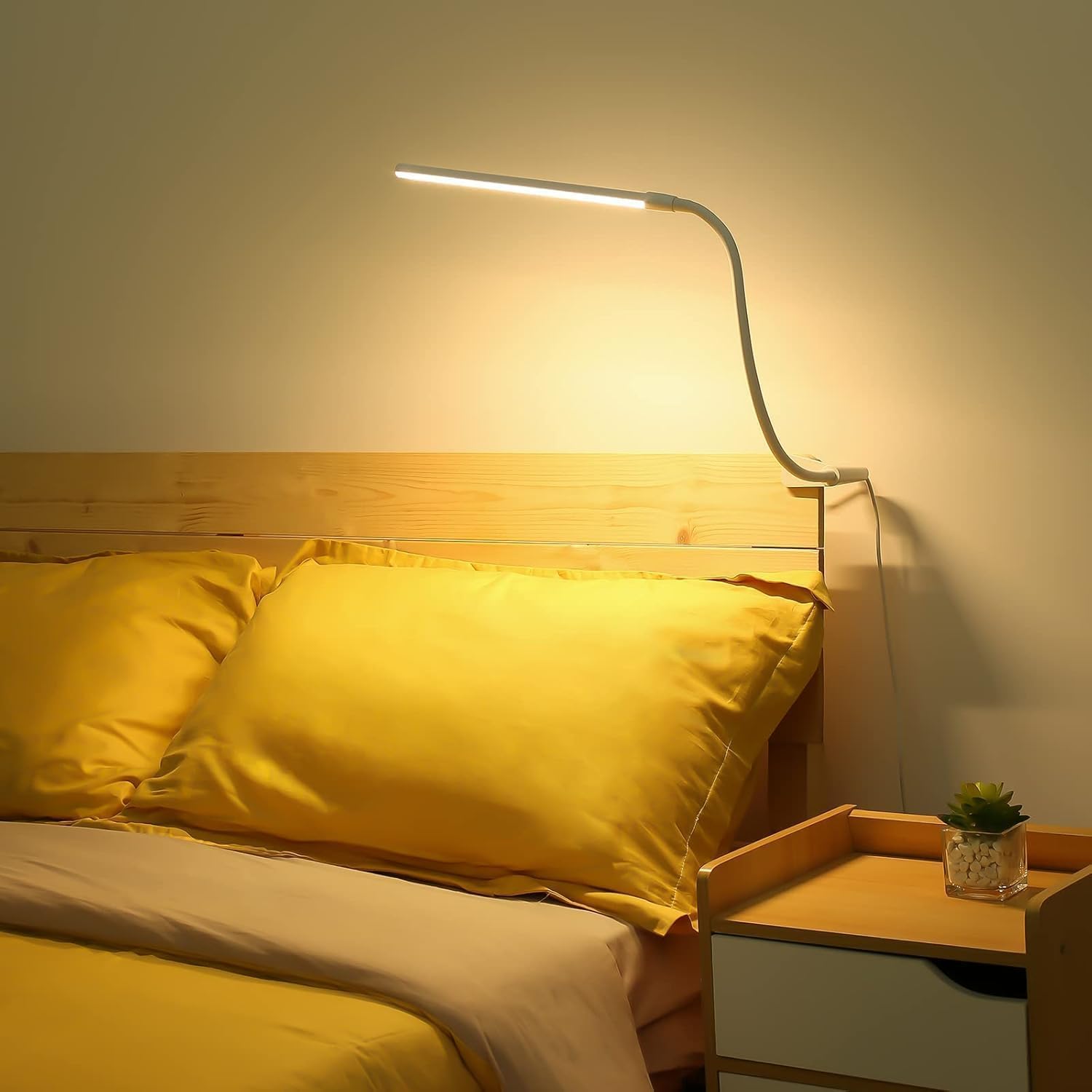 Lepro Lampe de Bureau 460 lm, Lampe Bureau USB 54 LEDs, 3 Modes Couleur x 10 Niveaux de Luminosité, Flexible 360°, Lampe Clipsable pour le Bureau, le Chevet, l'étude (Blanc)