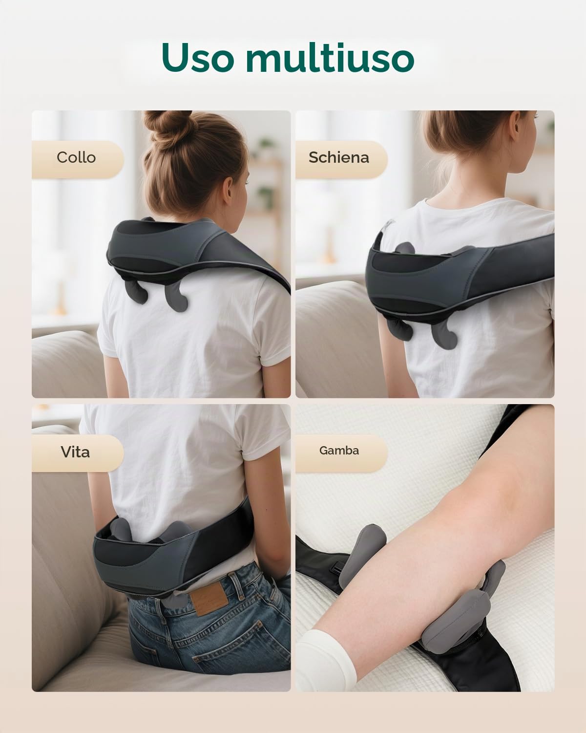 Snailax Massaggiatore per collo senza fili 4D migliorato con calore, massaggiatore elettrico shiatsu con knet, massaggiatore per collo, spalle, schiena, gambe, regali per uomini e donne