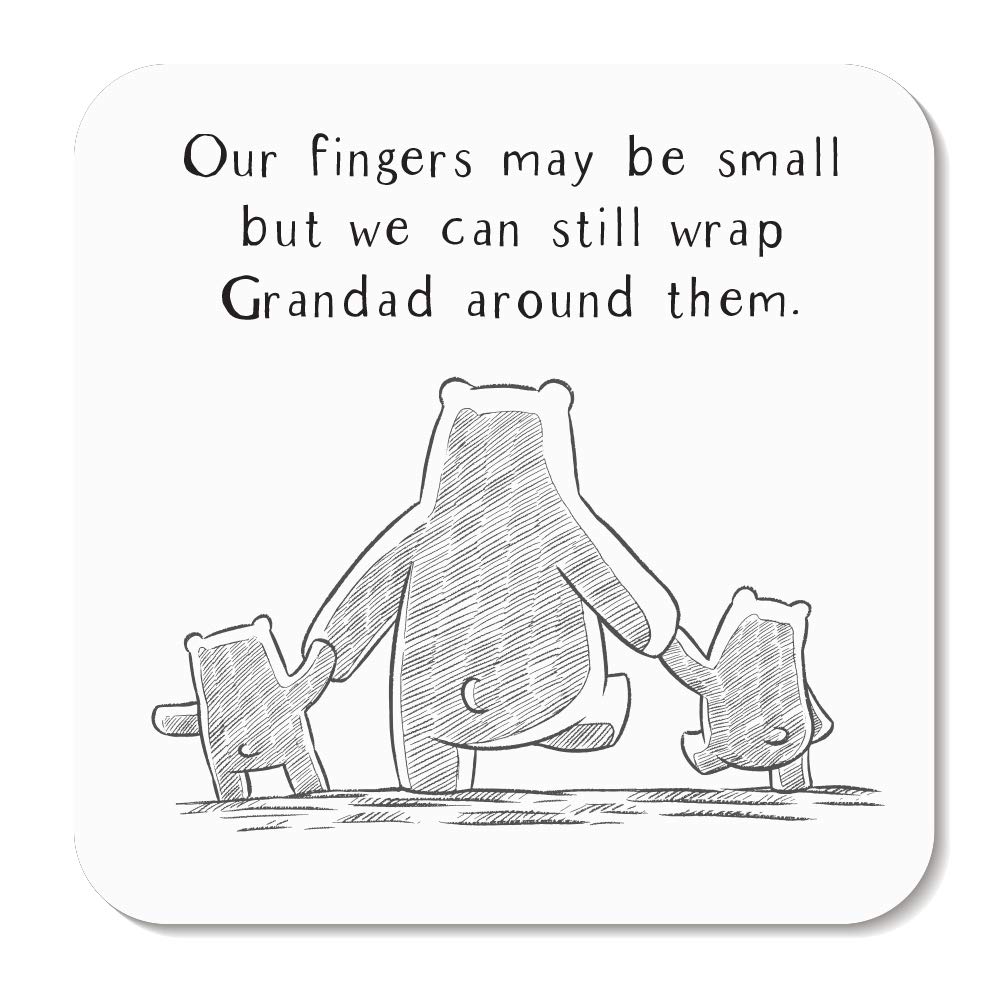 Rors & Wren Our Fingers May be Small but we can Still Wrap Grandad Around Them Coaster by and - Gift for Grandad Gifts Grandad Gift Gloss Finish 9x9 cm (2 Grandchildren)
