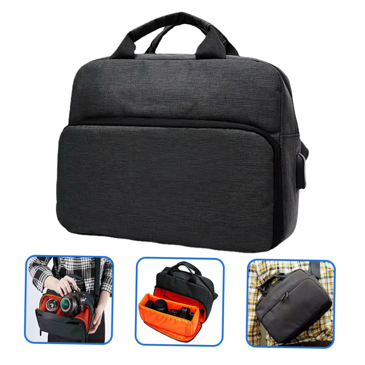 HEMOTON Borsa Tracolla per Fotocamera Reflex Oxford, 2 Scomparti, Imbottitura Spessa e Cerniera, per Viaggi e Attività All'aperto
