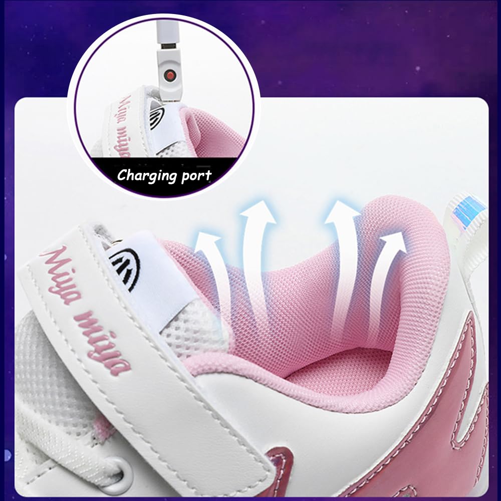 Fansu Zapatillas con Ruedas Niño Niña Tamaño 30-40, Zapatos con 4 Ruedas Luces LED Coloridos Parpadeante 2 en 1, Zapatillas Patines Niño Carga con USB Calzado de Skateboarding