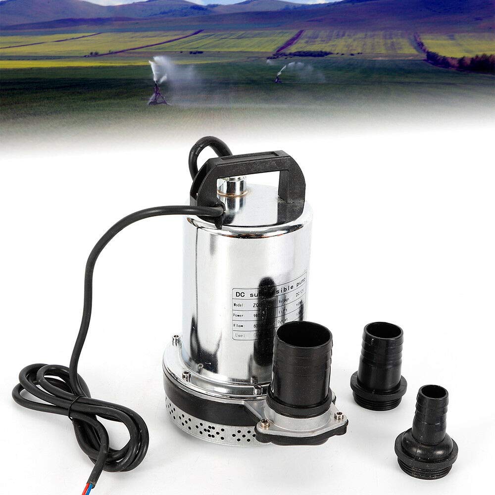 Futchoy Pompa sommergibile DC 12V 160 W in acciaio inox per irrigazione lavaggio auto portata massima: 6000 l/h