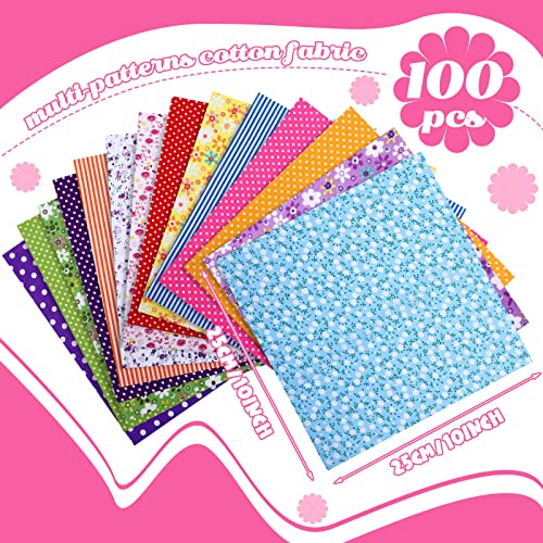 Tudomro QQ-TUDOMRO-1450 100 Pcs 10 X 10 Inches Cotton Fabric Square No Repeat Patchwork Fabrics Cotton Printed Craft Fabric Patchwork Bundles Quilting Fabric Craft thumb #1