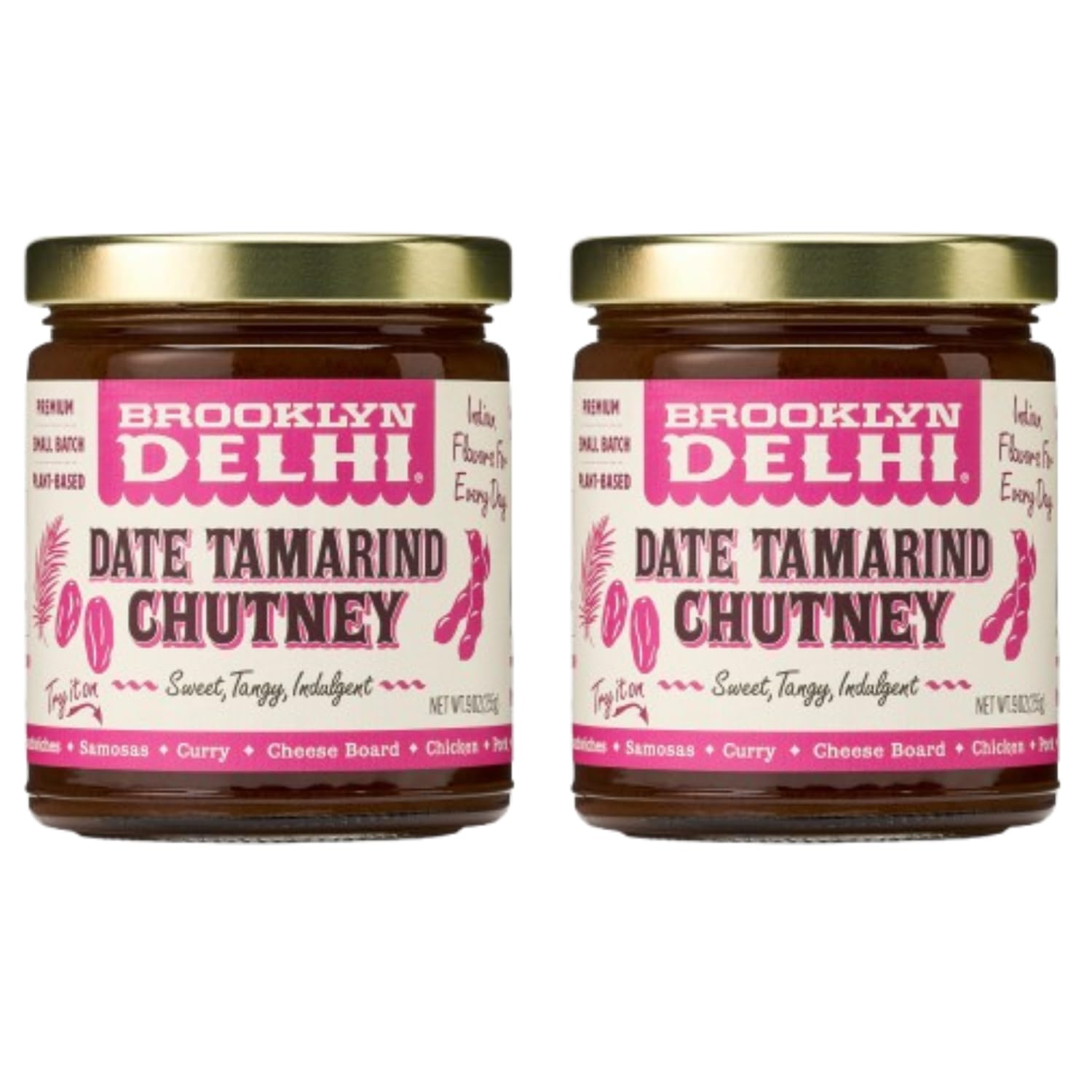 Brooklyn Delhi - Date Tamarind Chutney - Made with Sweet Dates and Tamarind - Vegan, Nothing Artificial - 9oz
