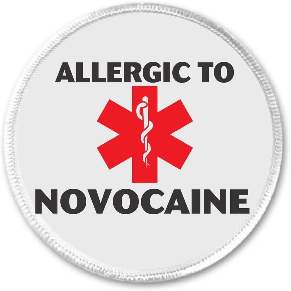 Allergic to NOVOCAINE 3" Sew On Patch Medical Alert Symbol Allergy Health Clothing