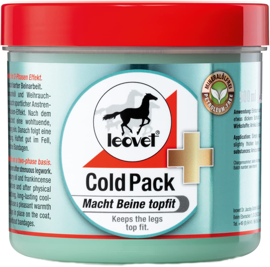Leovet Cold Pack | 500 ML | Liniment pour Chevaux | pour Soutenir la mobilité | avec Arnica, romarin, Menthol et résine d'encens | avec Un Effet en Deux Phases