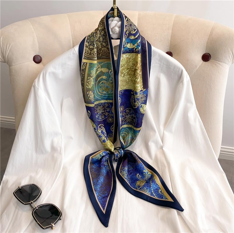 Image of Head Hair Scarf for Women,Silky Long Headscarf Purse Bag Scarfs for Handbag Fashion Satin Neck Scarves Accessories