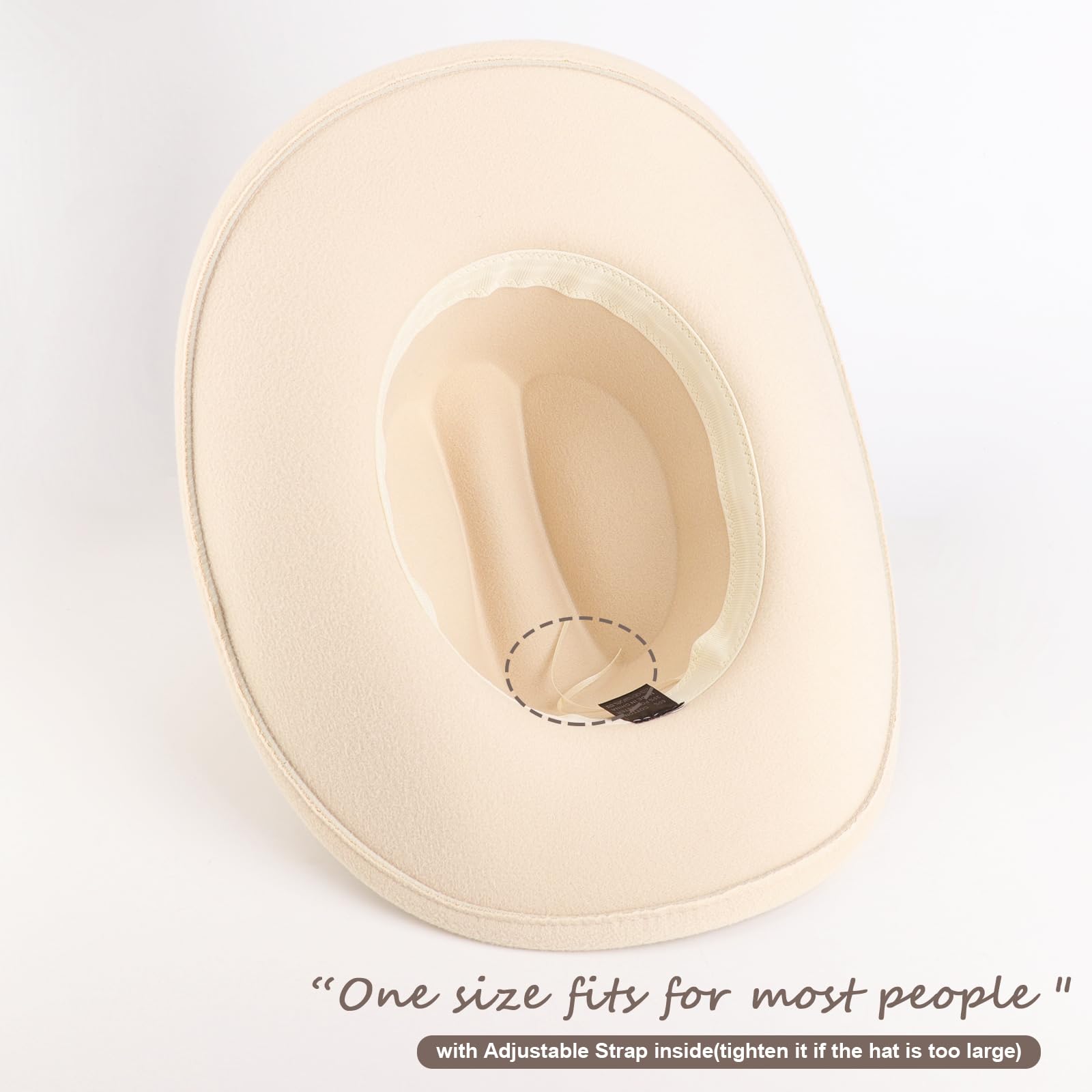 DRESHOW Chapeau de Cowboy pour Femme et Homme Le Rancher Western Chapeau en Feutre Chapeaux Fedora à Large Bord Façonnable Extérieur avec Boucle de Ceinture Rétro Unisexe Chapeau Roulé
