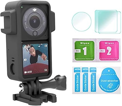 DJI Osmo Action 2 - Marco protector con base de zapata caliente  Funda de protección contra el polvo anticaída y kits de protector de pantalla para
