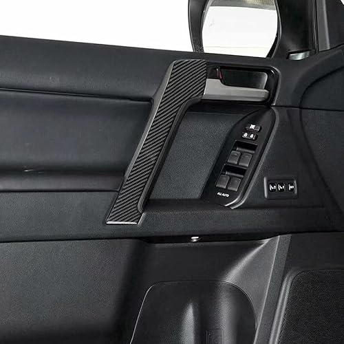 Para Toyota Land Cruiser Prado 2010-2018 piezas de automóvil fibra de carbono manija de puerta apoyabrazos cubierta TRIM etiqueta interior Accesorios