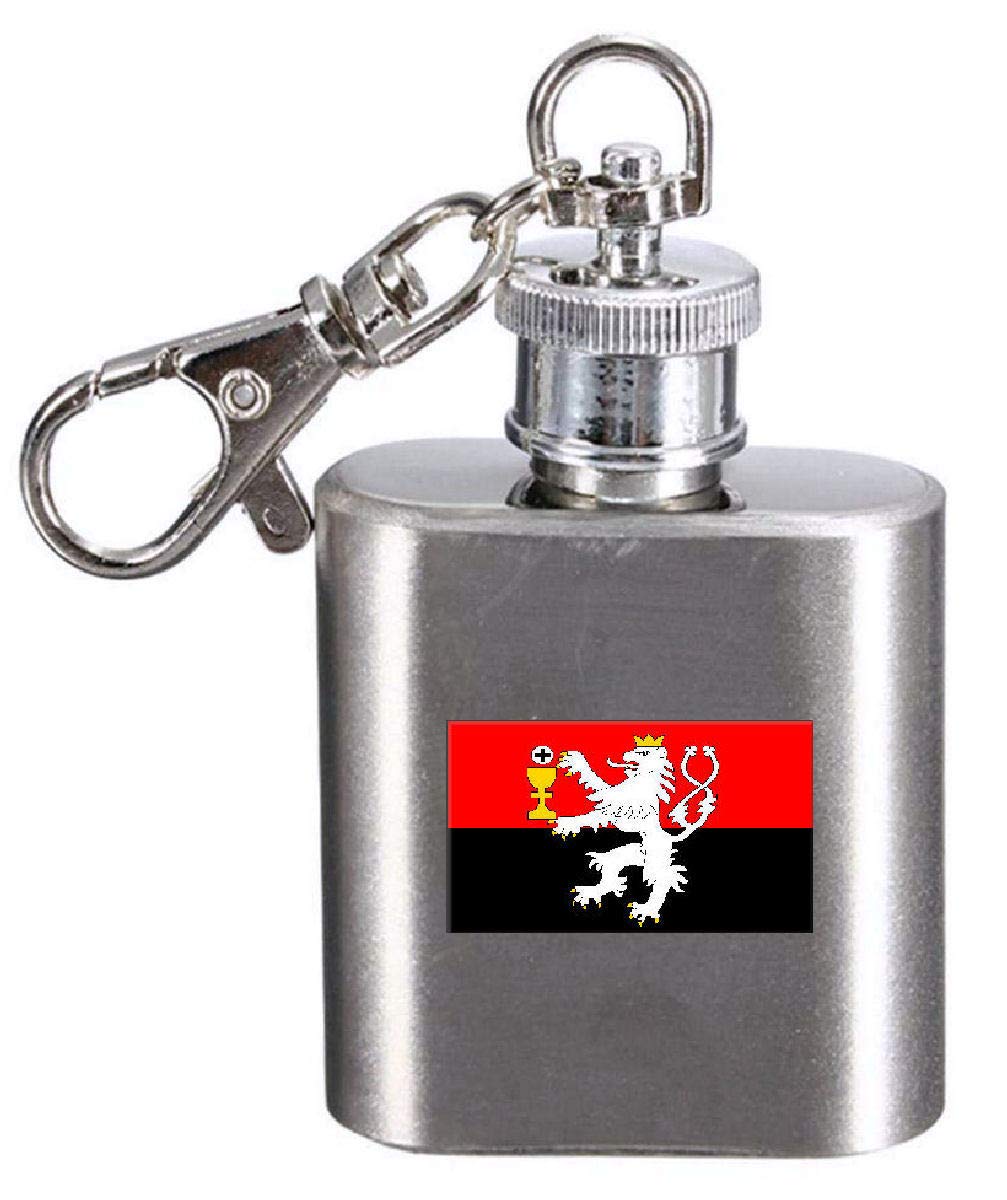 Flasque porte-clés gravé drapeau République Tchèque en inox noir