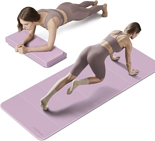 Miniatura 1 de Foldable Fitness Yoga Mat  25" (10MM) Extra Thick  SGS Certified Non-Slip TPE  75x26" Extra Long-Wide  Portable & Easy Store  for Yoga, Pilates,