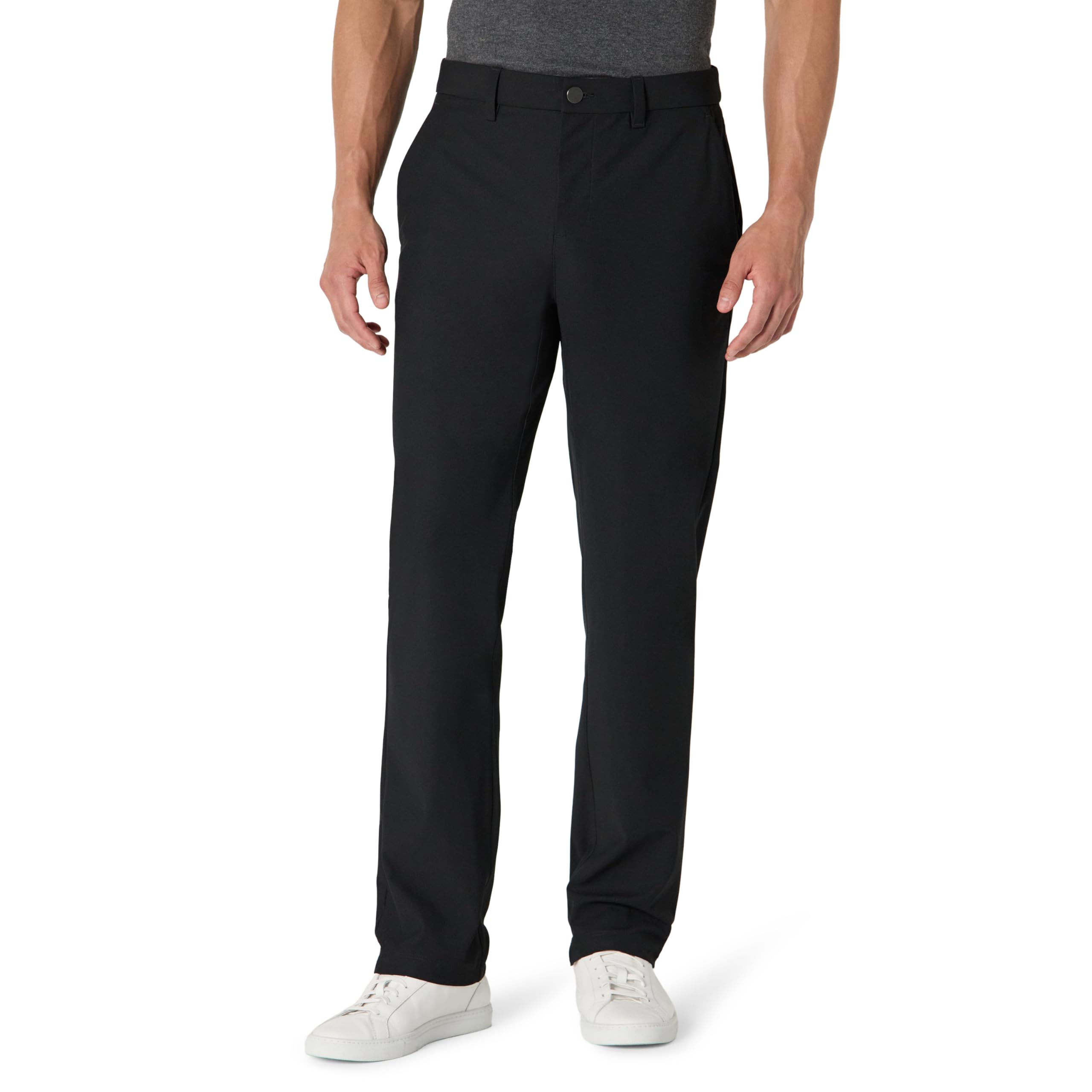 Amazon Essentials Men's Classic-Fit Travel Stretch Straight Leg Trousers, Black, 36W / 34L