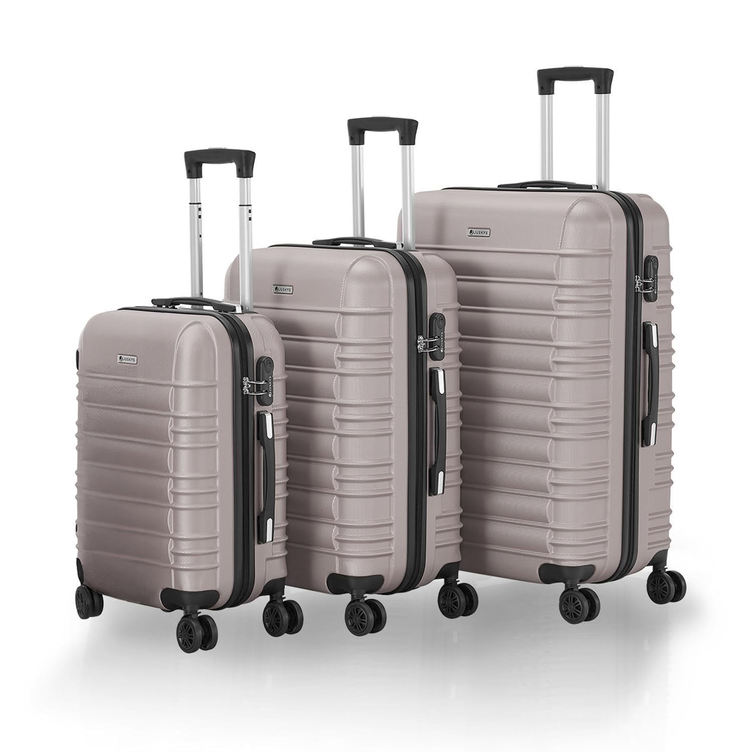 Juskys Set valises rigides 3 pièces – Valises de Voyage avec roulettes 360°, Serrure à Code, poignée télescopique – ABS – Champagne